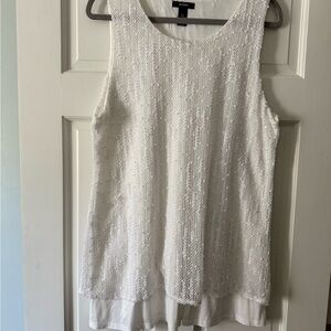 Alfani White lace  Textured Tank Top XL